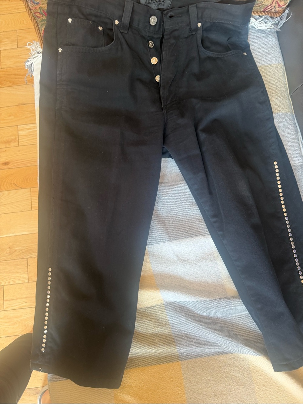 Women's Black Stud-Trim Versace Jeans